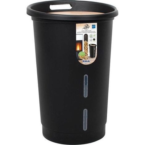 Coffre à Granulés De Bois Noir 25kg Maxi Roulettes 39.7x60.5x5 - Eda (1/2)