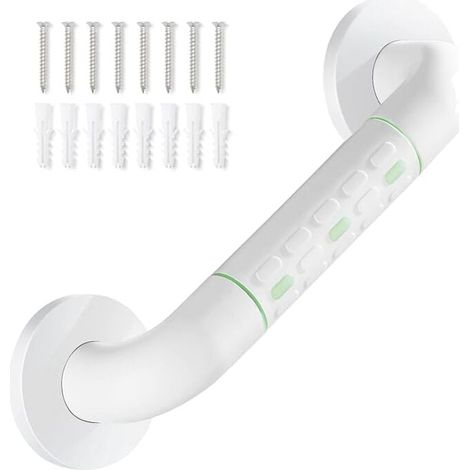 Haltegriff für Toilette, Haltegriff für Badezimmer mit rutschfestem Edelstahlgriff, Duschhaltegriff mit Leuchtringen – mit Abdeckflansch, 30 cm, modular (1/4)