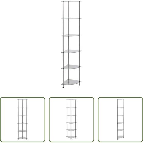 vidaXL Étagère bureau - Étagère à 6 niveaux Transparent 30x30x160 cm Verre trempé (1/5)