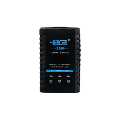 B3 20W 1.6A Pro Balance Charger for 2S 3S 7.4V 11.1V Lithium LiPo Battery Mini Portable RC Airplane Charger - Black (1/4)