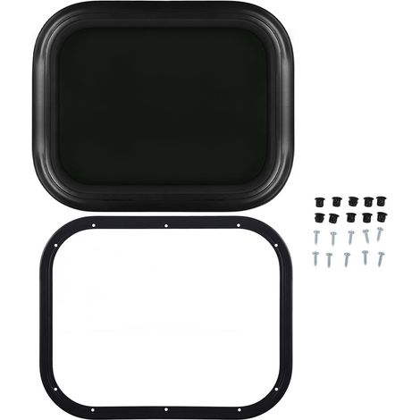Fenêtre fixe RV 500x300mm aluminium alliage étanche noir coins arrondis avec anneau fixe pour camping-car caravane épaisseur paroi 26-31mm (1/5)