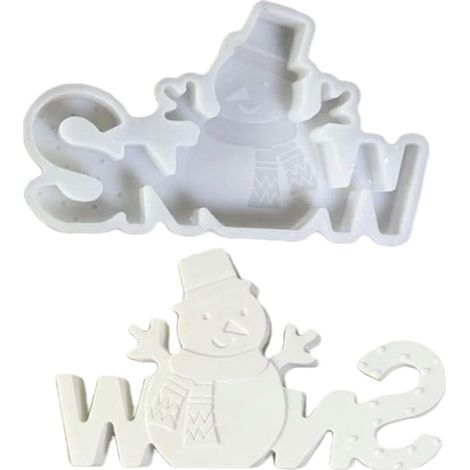 Moule en silicone en forme de bonhomme de neige et de lettres de neige pour plâtres de ciment, artisanat fait à la main, décorations de maisons de vacances de Noël, moule artisanal en silicone (1/5)