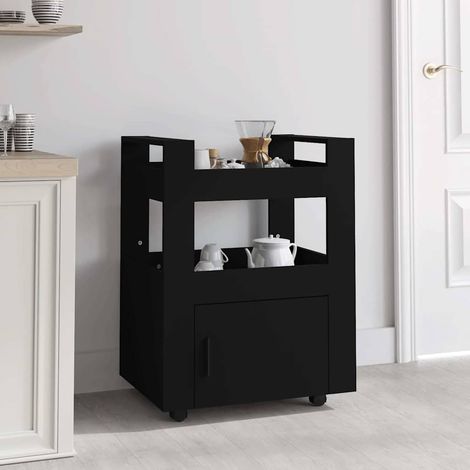 Chariot de cuisine-Desserte de Cuisine-Meuble de Rangement Noir 60x45x80 cm Bois d'ingénierie 477180 (1/5)