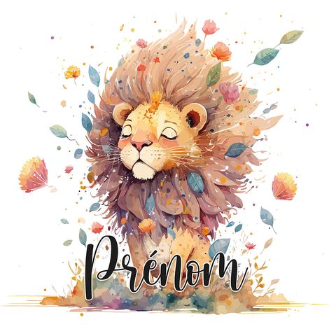 Papier peint panoramique enfant avec prénom personnalisable - Lionceau - 130 cm x 84 cm (1/2)