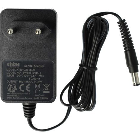 Vhbw – Chargeur compatible Rowenta Air Force Extreme 25.2V – Alimentation 36V – Câble 145 cm pour accès difficile – Accessoire aspirateur balai (1/4)