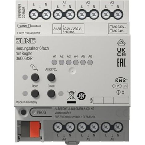 Jung KNX Heizungsaktor 6fach mit Regler, REG, 4 TE, Secure 36006 1S R