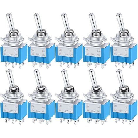 Interrupteur À Levier Miniature DPDT 3 Positions ON OFF ON 6 Bornes Métal AC 125V 6A Pour Voiture Camion Bateau