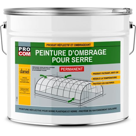 Peinture d'ombrage pour serre permanente, durée d'ombrage 24 mois, produit filtrant pour serre verre et plastique PROCOM ffffff 20 Kg