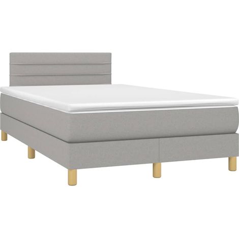 Struttura letto LED con rete a doghe testiera materasso e coprimaterasso 120x200 cm tessuto grigio chiaro TDL0207889