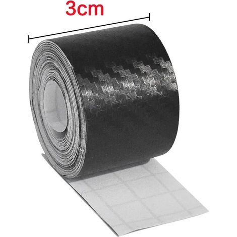 (Longueur 5 m,largeur 3 cm) Film de protection autocollant 3D en fibre de carbone pour seuil de porte et pare-chocs : protection anti-rayures et anti-marquage (1/3)