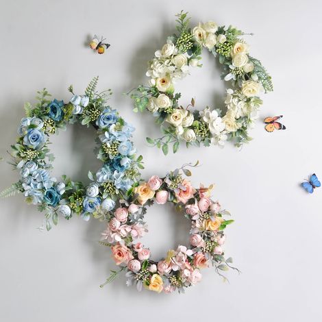 Guirlande de fleurs artificielles en plastique pour décoration intérieure de porte ou de mur. (1/5)