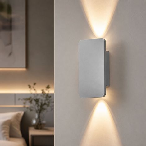 Applique murale LED design nordique en aluminium brossé gris spatial, éclairage haut et bas 10W COB, idéale pour chambre et salon (1/5)