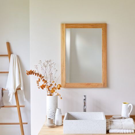 Miroir en bois de Teck Bahya Solo 70x50 (1/4)