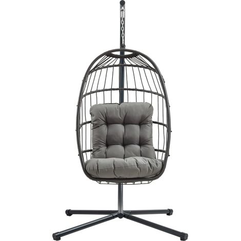 Rattan Hanging Egg Chair – Black