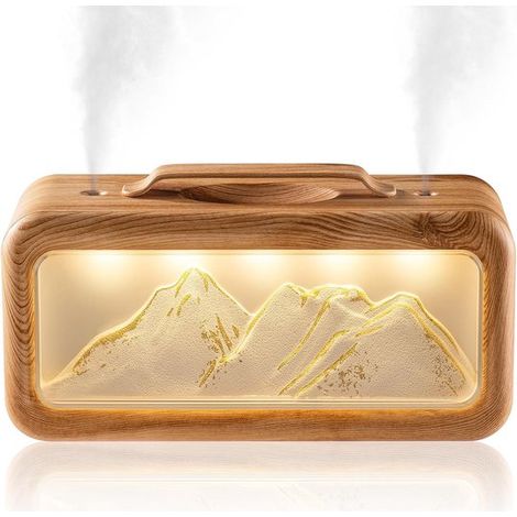 Humidificateur 600 ml – Ultrasonique – Remplissage par le haut – Silencieux – Veilleuse – Bois clair – Chambre et bureau (1/4)