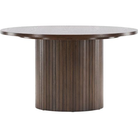 Table Basse Design Nervuré "Bianca" 80cm Marron (1/5)