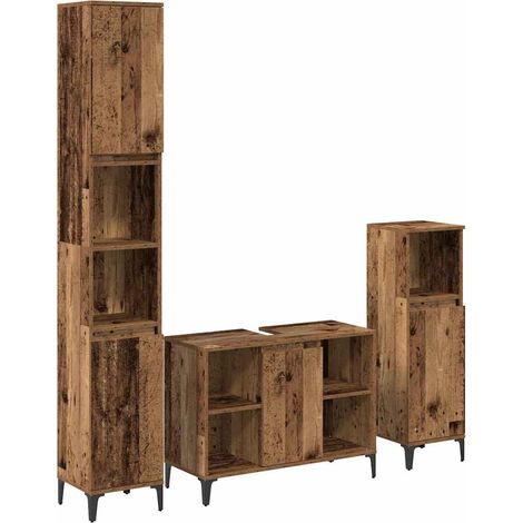 Maison Exclusive - Set di mobili per il bagno con lo scaffale 3 pcs Legno vecchio