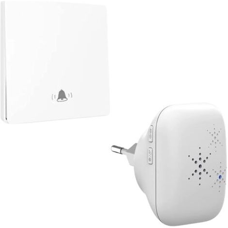 Pair - Kit de sonnette sans fil et sans pile Eco Outdoor étanche IP 65 neige pluie - émetteur à distance - récepteur enfichable - 43 niveaux de volume - 38 mélodies (1/5)