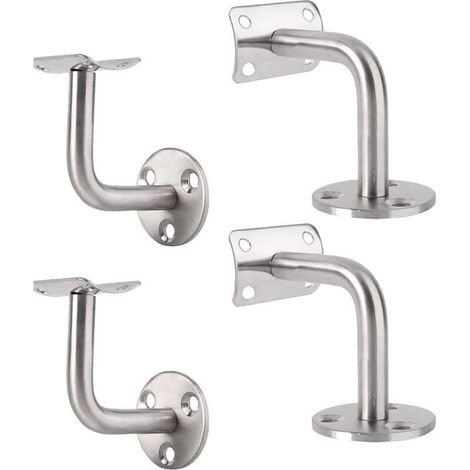 4PCS Inoxydable Supports, Support Mural en Acier Inoxydable,Support Mural Fixation Tringle,Balustrade Murale Support de Tube 90°,pour Mur Intérieur Loft Main Rampe Escalier Support. (1/5)