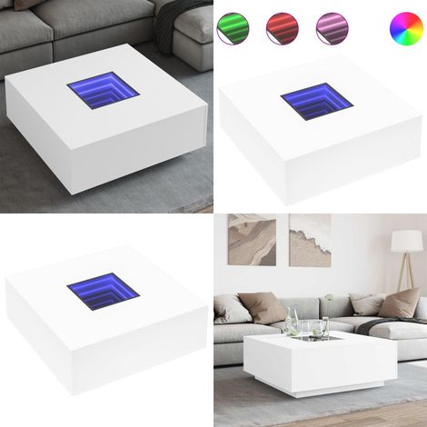 vidaXL Table basse avec LED infini blanc 100x100x40 cm (1/5)