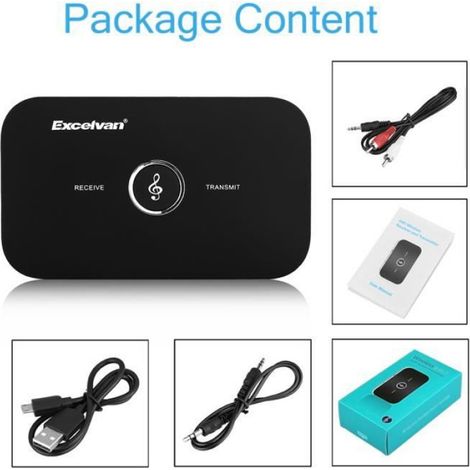 Émetteur Récepteur Bluetooth - Adaptateur Audio Stéréo 3,5 mm - Pour TV PC Tablet Smartphone - Bluetooth 4.1 - Portée 10 m - Batterie 600 mAh - Noir ×1 (1/4)