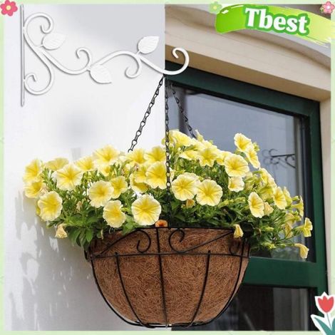 Tbest Cintres pour plantes 2pcs Crochet Suspendu Mural en Fer Style Européen pour Pots de Fleurs Ornement luminaire cadre Blanche (1/4)