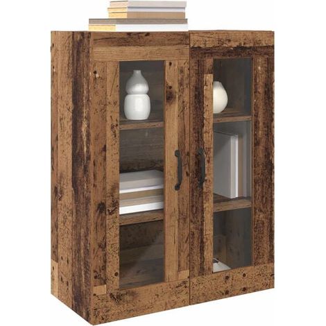 Lot de 2 Étagères Murales en Bois Style Rétro, Meuble de Rangement Mural 69,5 x 34 x 90 cm, Décoration Intérieure Vintage pour Salon, Chambre et Bureau (1/5)