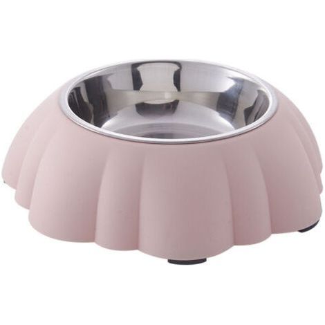 Stainless Steel Pumpkin Shape Dog and Cat Bowl with Anti-Spill Design for Food and Water for Small Pets 21.5 x 6.5 cm (Pink) (1/4)