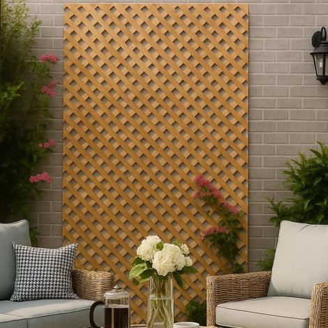 Panneau de treillis en bois sans cadre 100 x 200 cm  Carrés de 4,5 cm  Treillis décoratif pour jardin  Décoration intérieure (1/5)