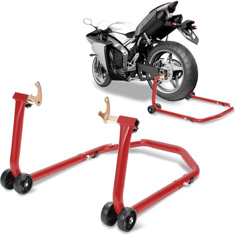 SWANEW Cavalletto posteriore per moto supporto sollevatore posteriore per moto su ruote con adattatori in gomma rossa (1/5)