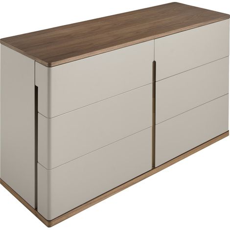 Commode Angel Cerda design moderne et fonctionnelle - Gris laqué avec finitions noyer naturel (1/5)