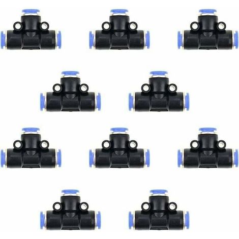 YMYNY 10 Pièces Connecteur Pneumatique Raccords De Tuyau Raccord Rapides 6Mm Raccords Rapides Pneumatiques Pneumatiques Push In Raccord De Tube De Ligne D'Air En Plastique (1/4)