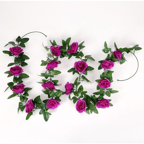 Guirnalda de rosas artificiales de 2,40 m (7,87 pies) de color púrpura, ideal para bodas y fiestas.