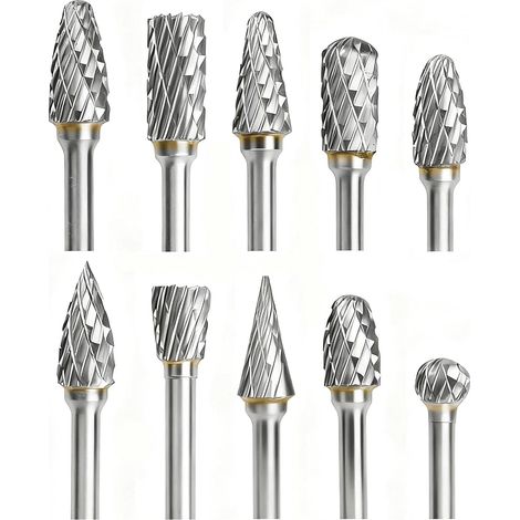 10 - Fraise Rotative - Carbure De Tungstène - Queue 1/8 Pouces - Pour Métal Bois Pierre Acier - Meulage Sculpture Polissage - Gris - 6mm (1/5)
