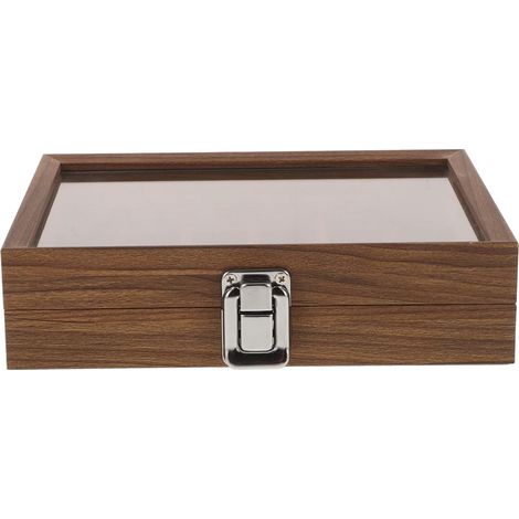 Organizador de joyas de madera de nogal con tapa de cristal (1/5)