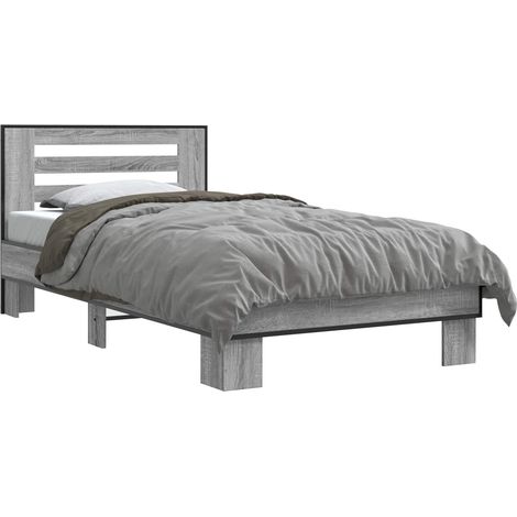 Maison Exclusive - Bettgestell mit Kopfteil Grau Sonoma 80 x 200