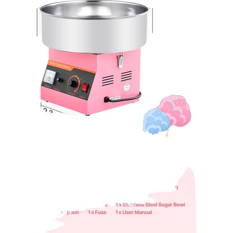 Máquina de algodón de azúcar, fácil de usar, protección contra sobrecalentamiento, color rosa. (1/2)