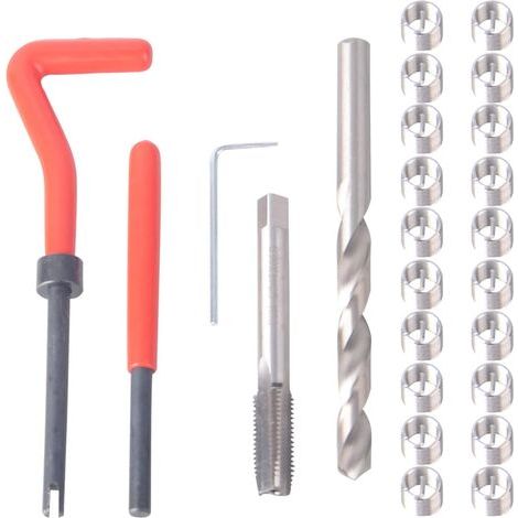 M8 x 1.25 mm Thread Repair Kit Thread Repair Tools Thread Insertion Kit Compatible with Hand Tool Set for Automotive Repair (1/4)
