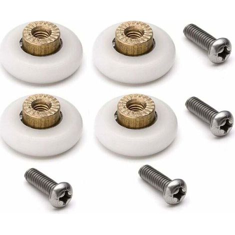 Confezione da 4 rulli di ricambio per porta doccia, XU - 19 mm - con viti M6 - Diametro: 19 mm - KZQ (1/4)