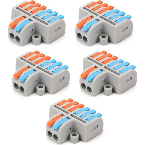 Lot de 5 Connecteurs à Levier Rapide Assortis, Epissure Compacte pour Fils Rigides/Souples, 250V/4KV 32A PCT‑62 (1/5)