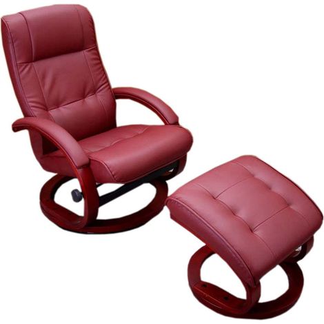 Poltrona relax reclinabile La Spezia ecopelle girevole con poggiapiedi bordeaux