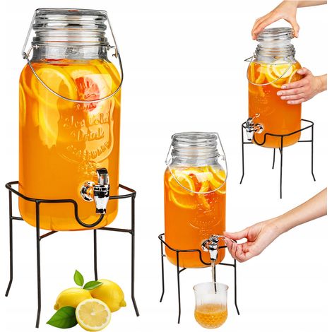 Barattolo con rubinetto da 4 litri, barattolo in vetro con rubinetto su supporto, dispenser per caraffa