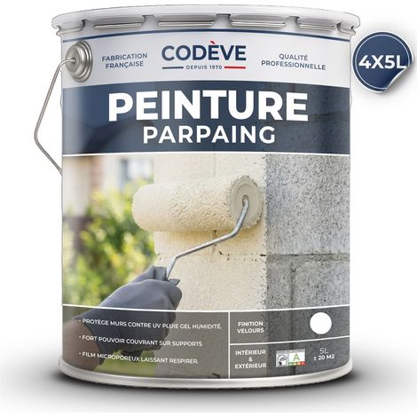 Peinture Parpaing - 20 L   - Codeve Bois - RAL 7022 - Gris terre dombre - Pour La Protection D'un Mur Parpaing, Brique Ou Béton Cellulaire.