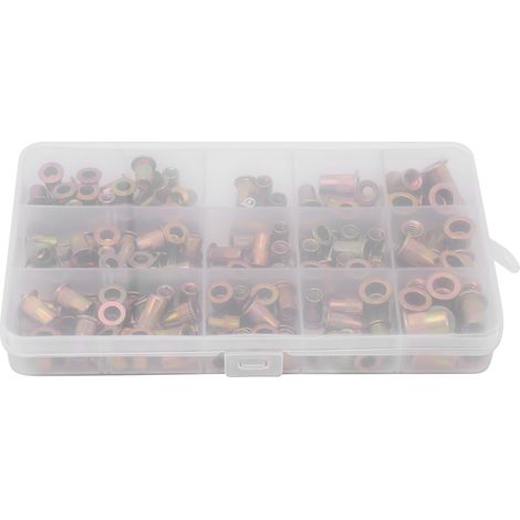 150 pièces inserts filetés acier galvanisé 6-32, 8-32, 10-24, 10-32, 1/4-20, écrous rivets pour assemblage métallique (1/5)