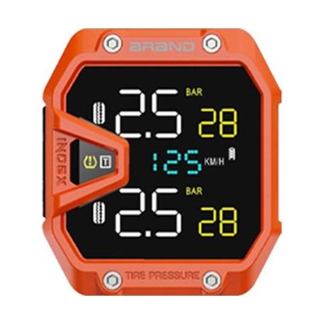 HOXILEELEOSystème di monitoraggio della pressione dei pneumatici wireless 9V-30V TPMS - 2 - arancio - Sensore esterno LCD per Moto (1/5)