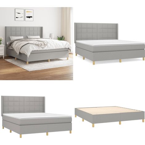 Boxspringbett mit Matratze Hellgrau 160x200 cm Stoff - Boxspringbett - Doppelbett - Lattenrost - Bettrahmen - Schlafraum - Home & Living (1/5)
