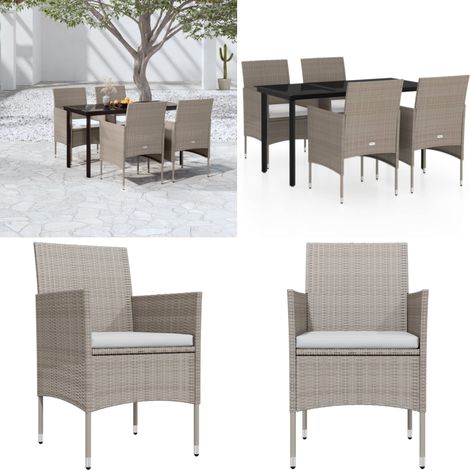 Ensemble à manger de jardin coussins 5 pcs Beige/noir - Chaises de jardin - Table de jardin
