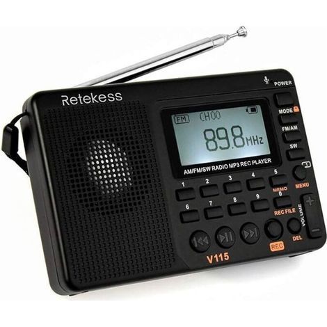 Radio portable rechargeable 1000mAh – Prise USB – Lecteur MP3 avec carte TF jusqu'à 32 Go – Réveil intégré – Salle de bain, cuisine (1/5)