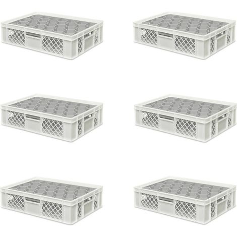BRB 6x boîte en verre 600x400 mm, 33 verres jusqu’à 122 mm de hauteur/diamètre 75 mm, blancs