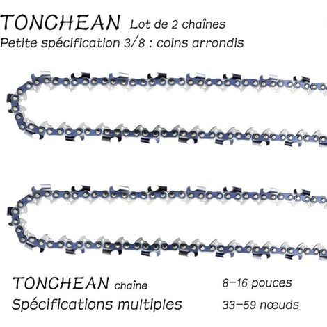 Chainsaw guide bar and chain, 2-pack of low-kickback 3/8" LP 52-link chainsaw chains (14 inches) with a 26-section blade and rounded corners. (1/5)